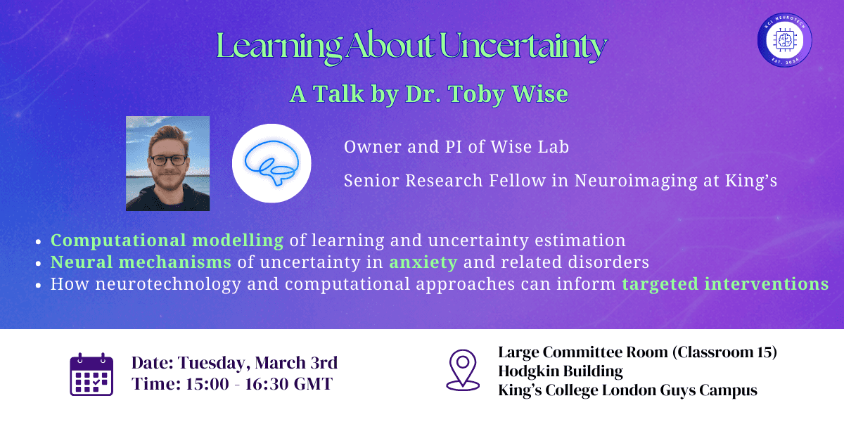 Learning About Uncertainty: A Talk by Dr. Toby Wise on Computational Neuroimaging and Mental Health
